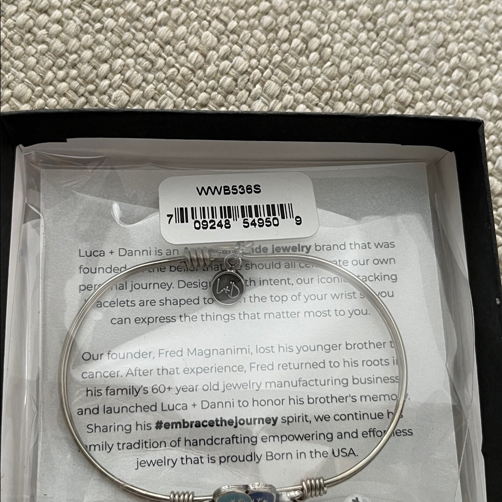 Luca + Danni Silver Bracelet with Blue and White Mittens Charm - Picture 3 of 3
